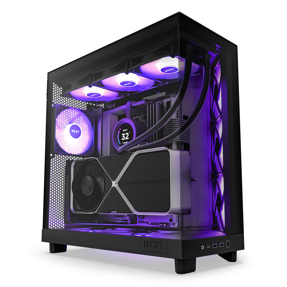 NZXT H6 Flow RGB Compact Dual-Chamber Mid-Tower Airflow Case with RGB Fans (Matte Black/White) 黑/白