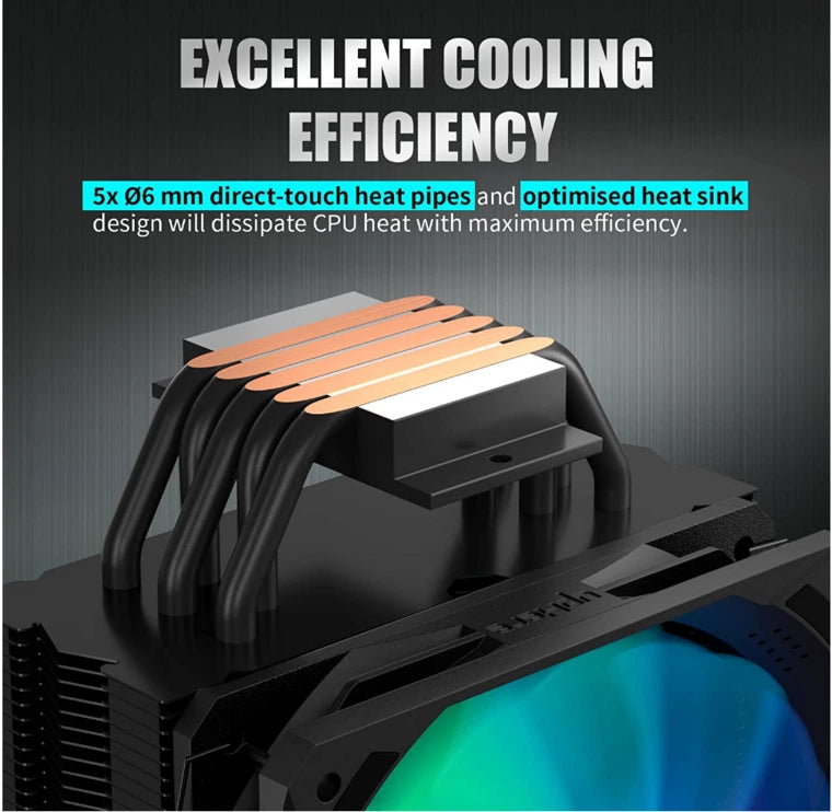 (倒數優惠)upHere S5C/S5C4 ARGB 單塔式五熱導風冷散熱器 (黑/白)