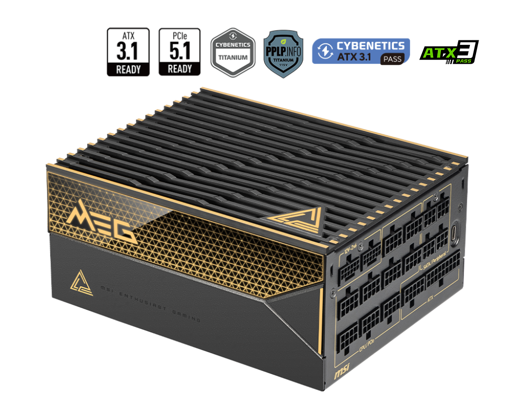 MSI MEG Ai1600T PCIE5 1600W 80Plus Titanium 鈦金牌 全模組 主機電源 (10年保)