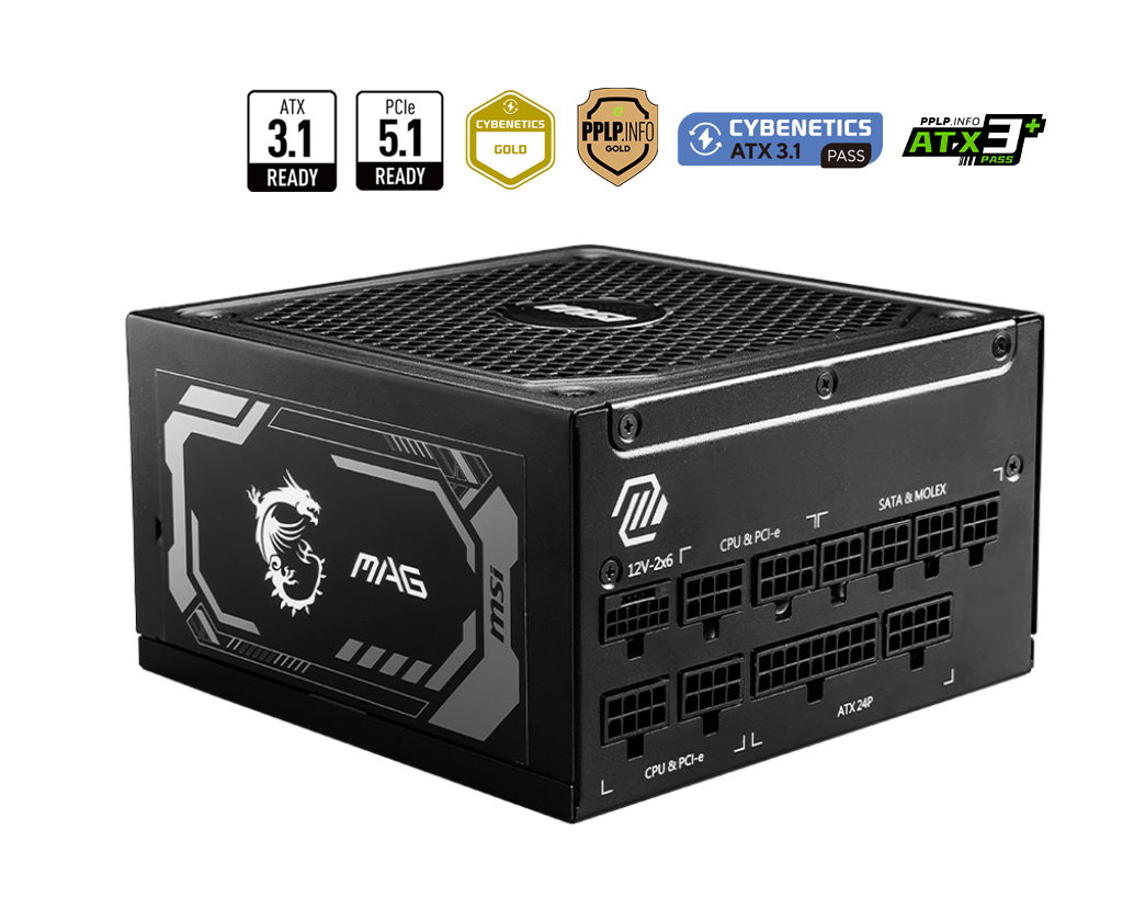 MSI MAG A1000GL 1000W 80Plus Gold 金牌 PCIe 5.1 全模組 主機電源