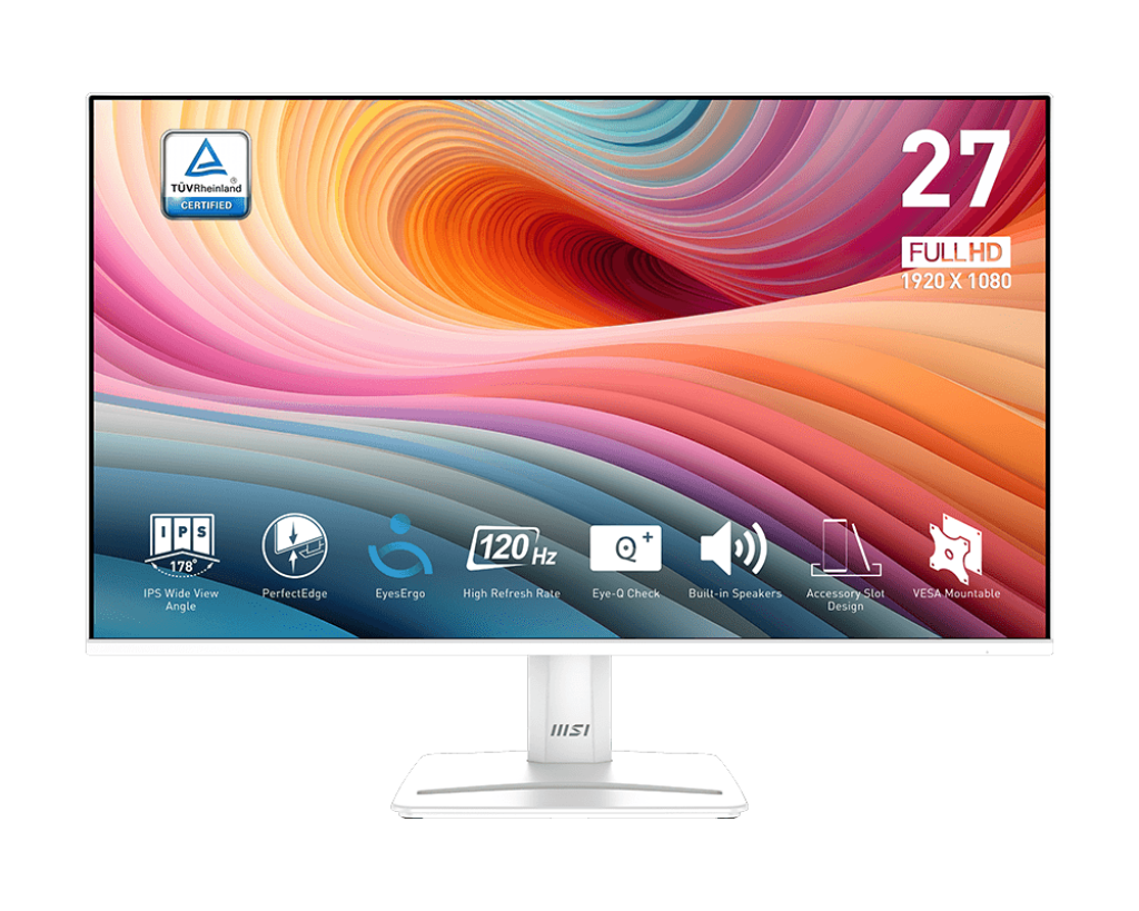 MSI 微星 PRO MP275W E2 MONITOR 專業顯示器 27" FHD 120Hz IPS 内置喇叭 - 1920 x 1080 黑/白