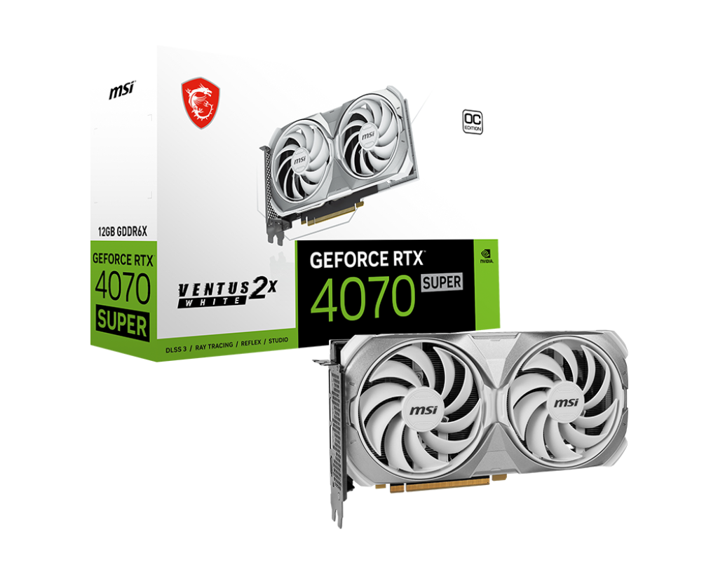 MSI GeForce RTX 4070 SUPER VENTUS 2X OC 超頻版 12G GDDR6X WHITE 顯示卡