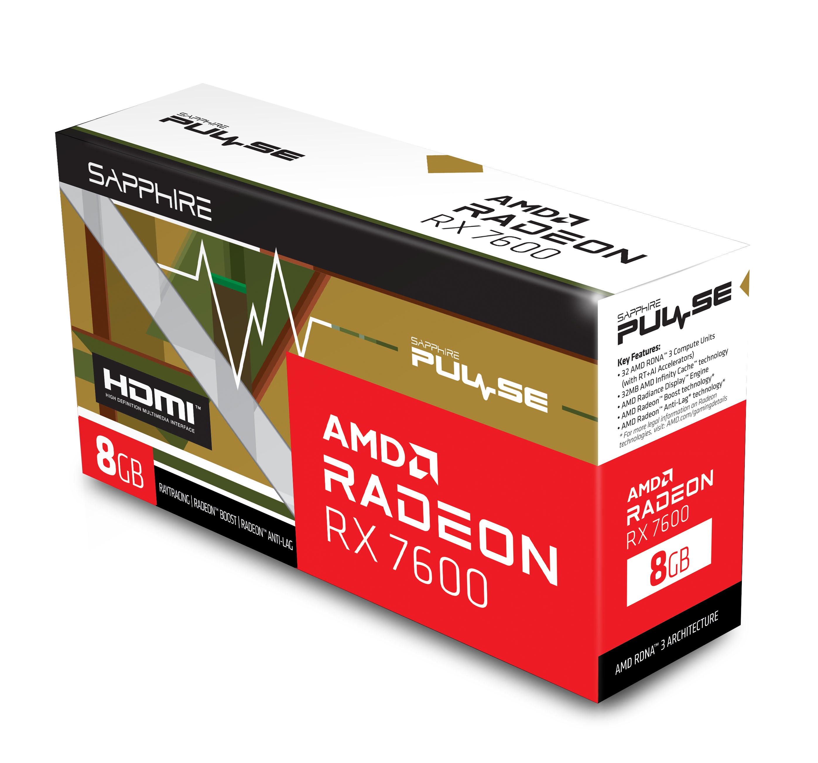 【復活節呈獻】SAPPHIRE PULSE Radeon RX 7600 OC 顯示卡 8GB
