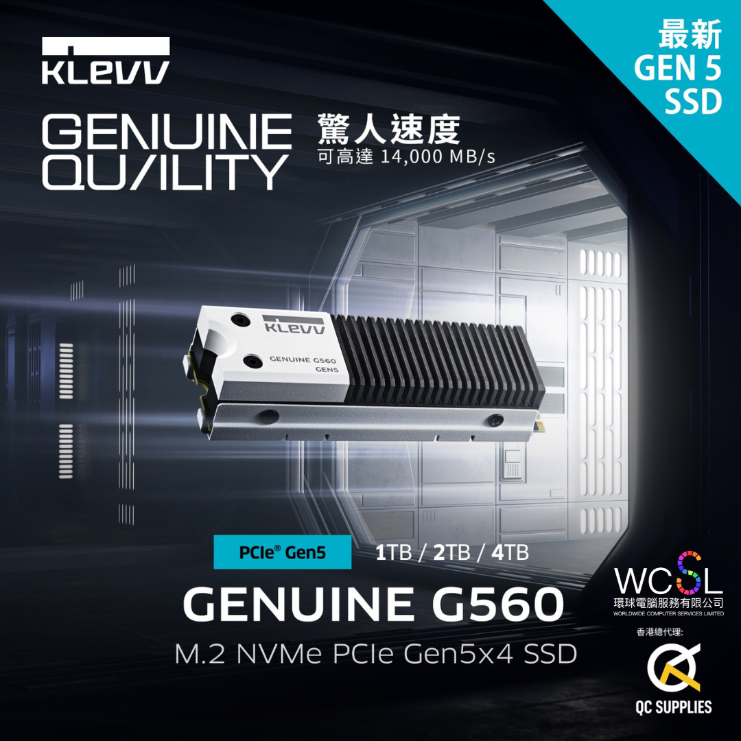 Klevv Genuine G560 SSD 固態硬碟 SLC M.2 NVME PCIe Gen5x4 2280 12,000 MB/s