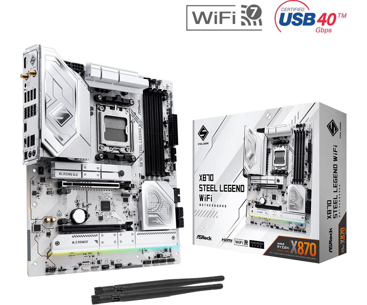 ASRock 華擎 X870 Steel Legend WiFi ATX 白色主機板 (DDR5)