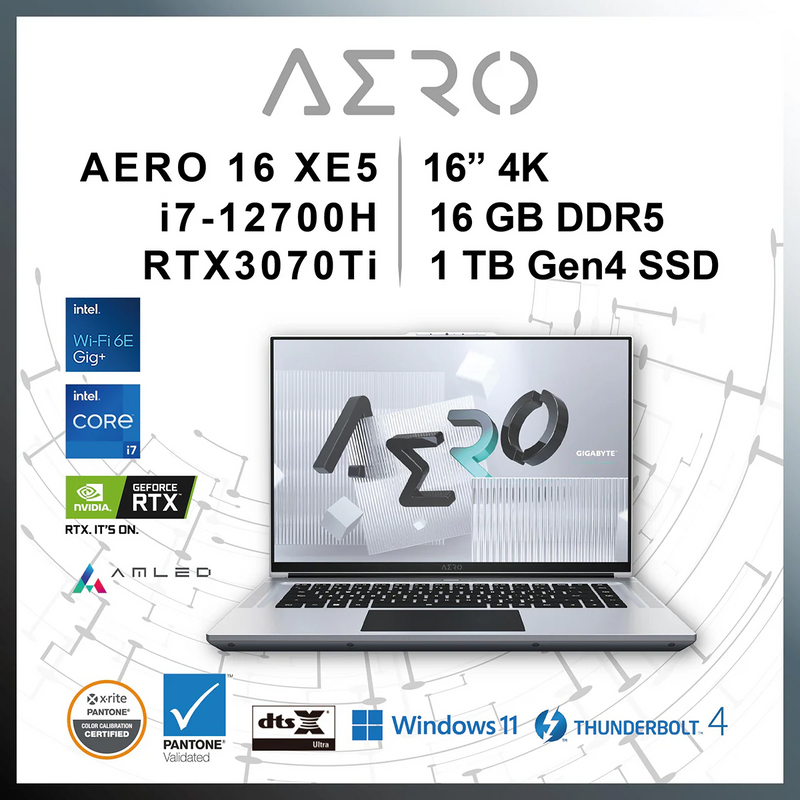 GIGABYTE 技嘉 AERO 16 XE5 i7-12700H RTX3070Ti OLED 創作型 手提電腦