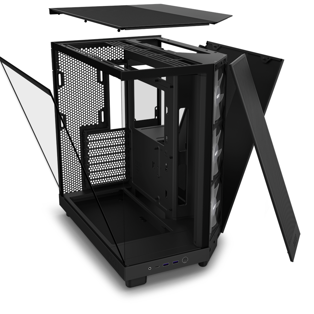 NZXT H6 Flow RGB Compact Dual-Chamber Mid-Tower Airflow Case with RGB Fans (Matte Black/White) 黑/白