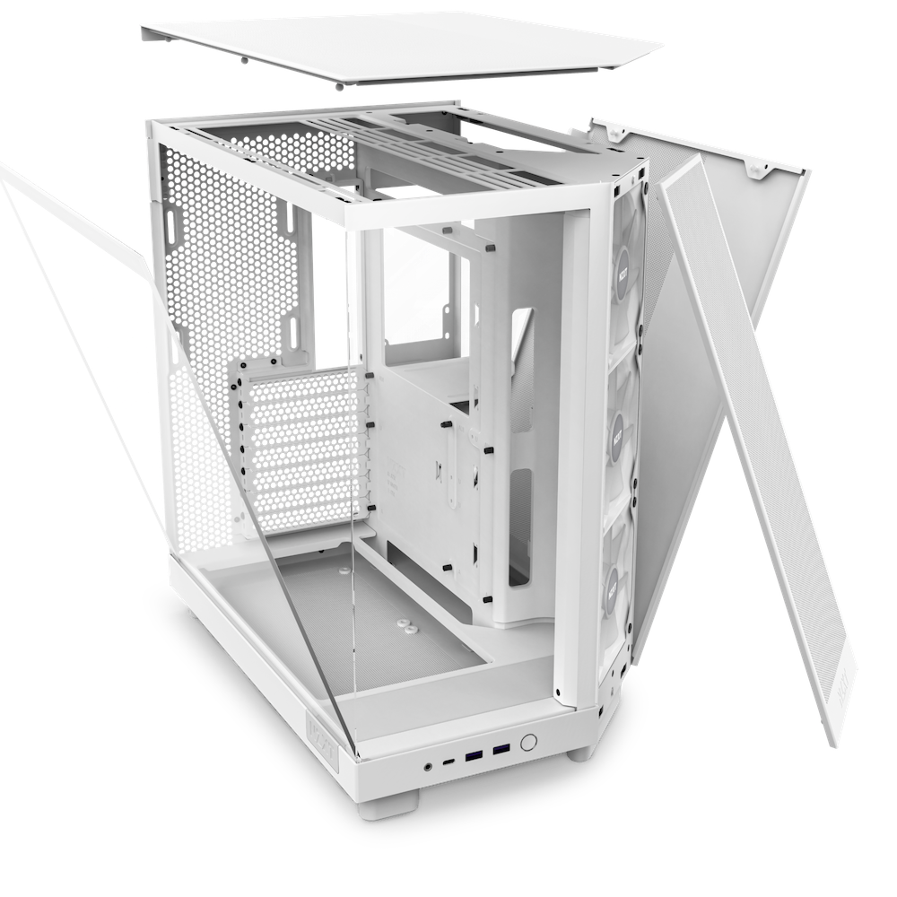NZXT H6 Flow RGB Compact Dual-Chamber Mid-Tower Airflow Case with RGB Fans (Matte Black/White) 黑/白