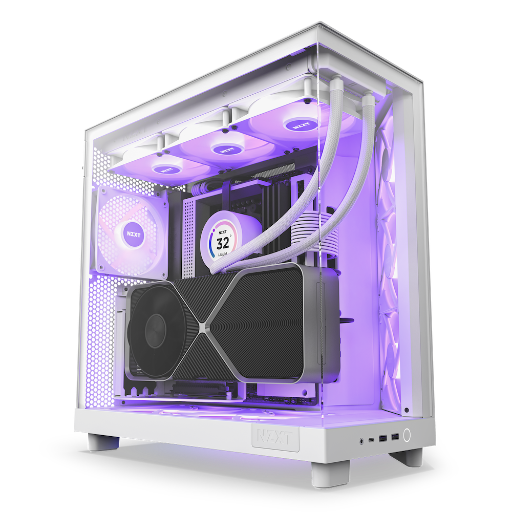 NZXT H6 Flow RGB Compact Dual-Chamber Mid-Tower Airflow Case with RGB Fans (Matte Black/White) 黑/白