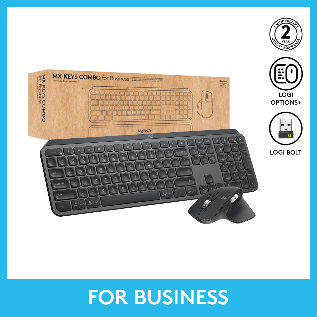 Logitech MX Keys Wireless Keyboard with MX MASTER 3S (Combo For Business) 