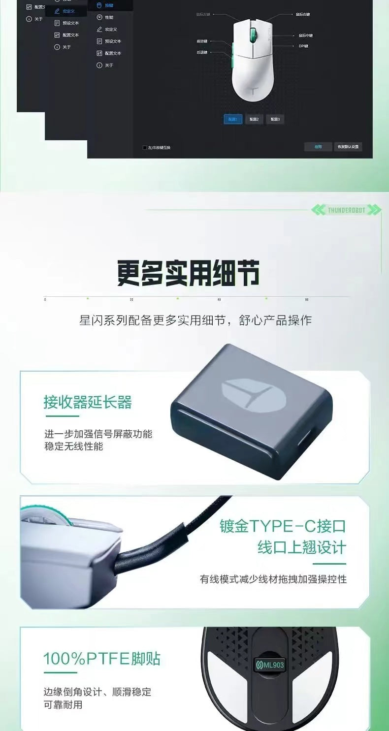 Thunderobot ML903 Mouse 雷神ML903三模4K星闪滑鼠-白色