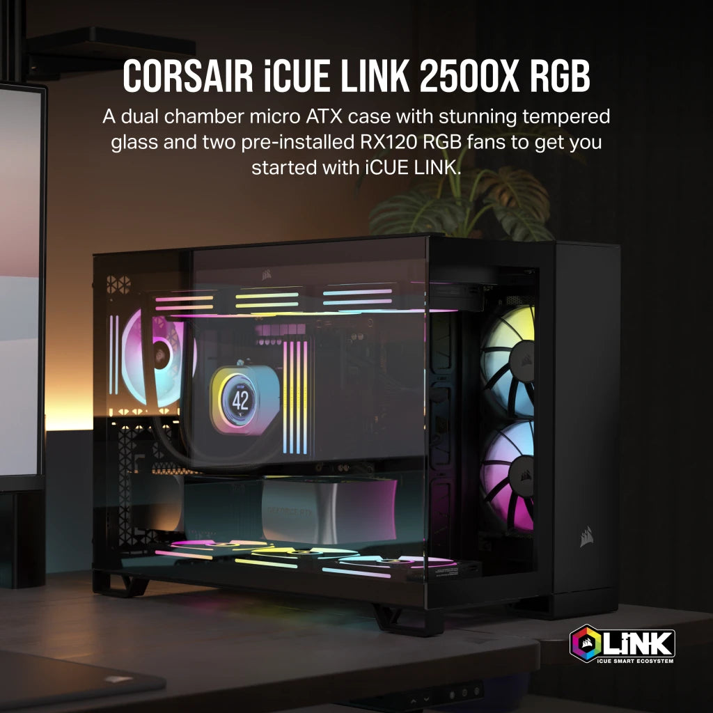 CORSAIR iCUE LINK 2500X RGB MATX 中塔機箱 強化玻璃 Dual Chamber