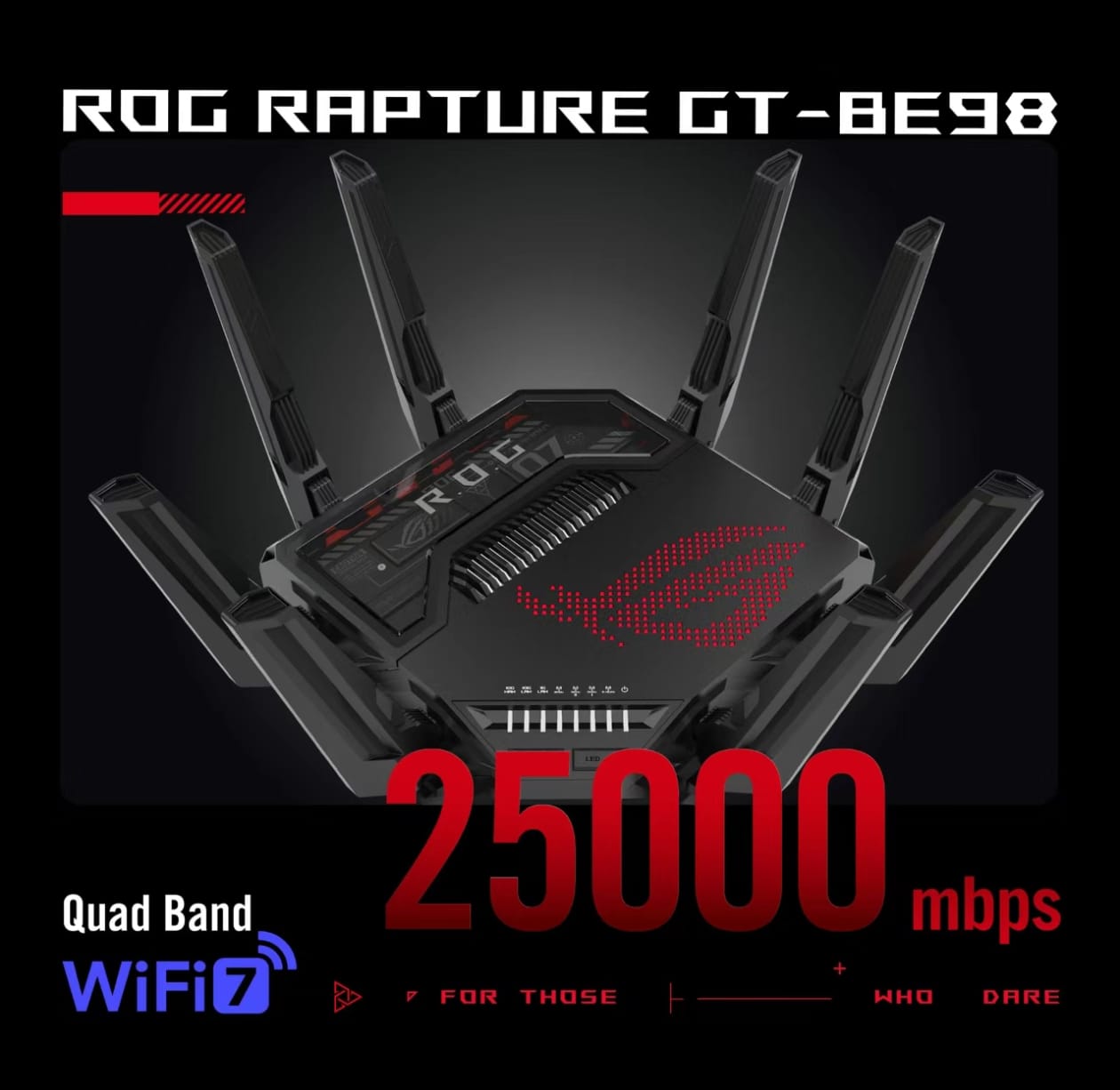 ASUS 华硕ROG Rapture GT-BE98 BE25000 四频WiFi 7 (802.11be) 电竞无线路由器