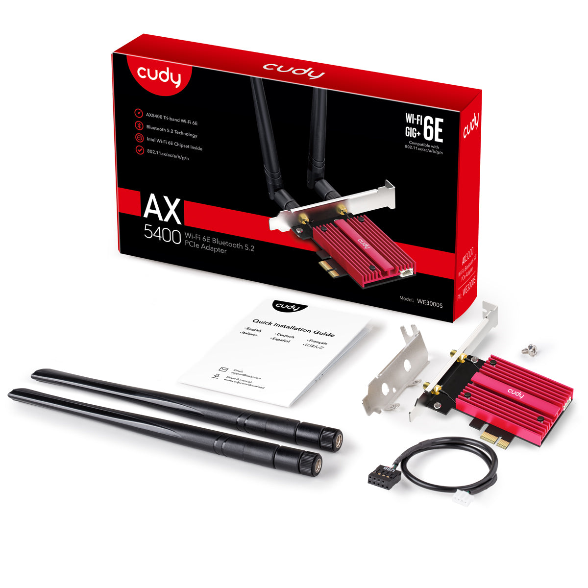Cudy 多酷CUDY WE3000S AX5400 Wi-Fi 6E PCI-E 网络接收器(桌上型电脑用) 香港行货