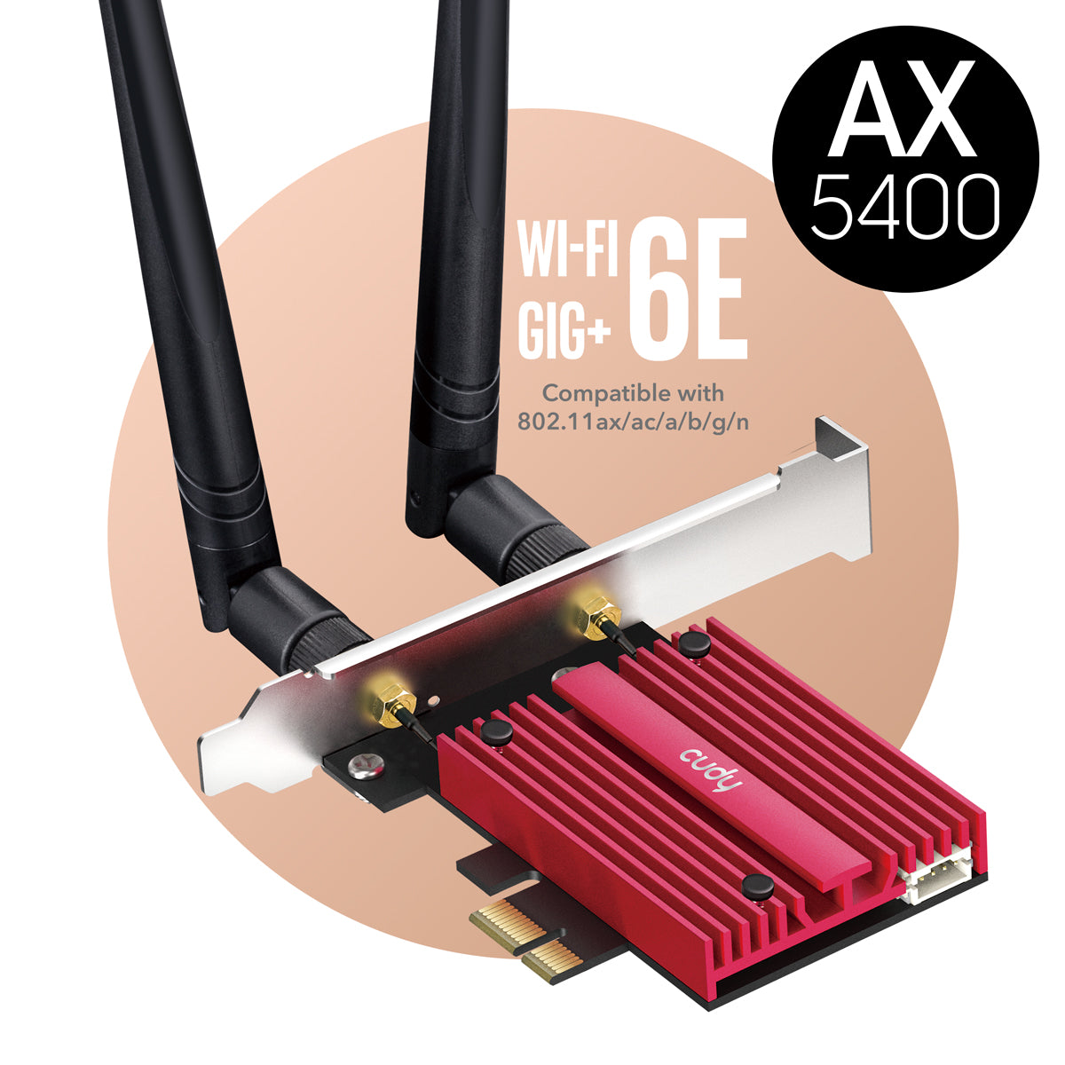 Cudy 多酷CUDY WE3000S AX5400 Wi-Fi 6E PCI-E 网络接收器(桌上型电脑用) 香港行货