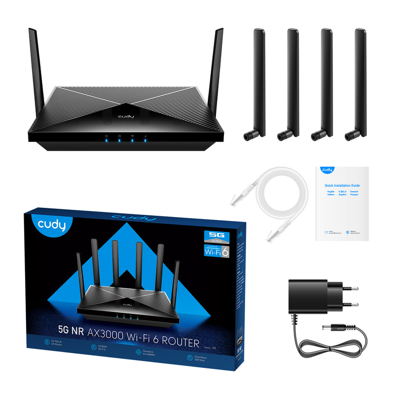 Cudy多酷 CUDY P5 5G SA/NSA AX3000 CPE 雙頻 Wi-Fi 6 雙電話卡 5G 路由器 香港行貨