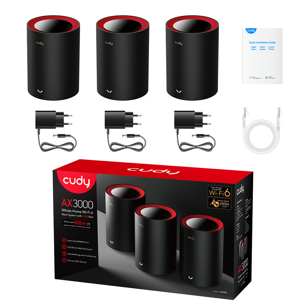 Cudy多酷 CUDY M3000-3P (3件裝) AX3000 雙頻 2.5G Wi-Fi 6 Mesh 路由器 香港行貨