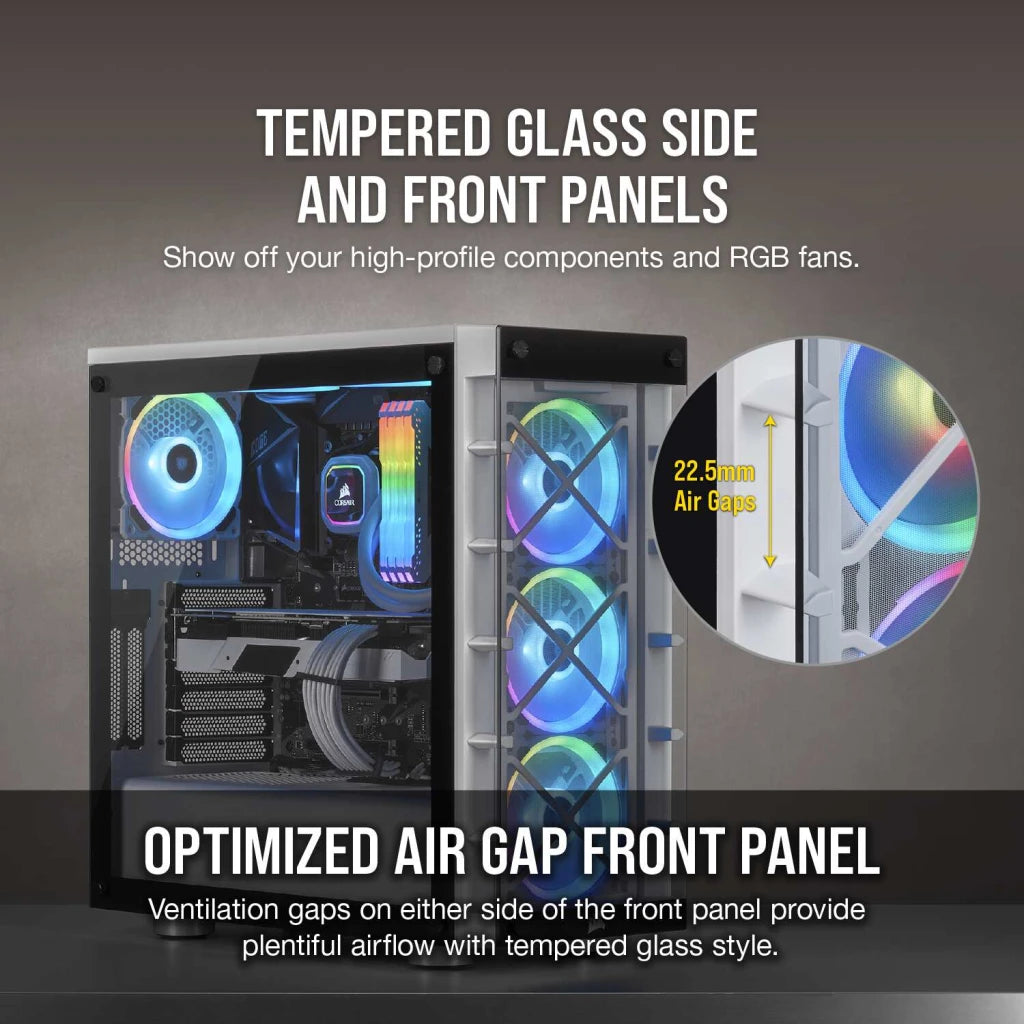 Corsair iCUE 465x RGB ATX Smart CASE 中塔机箱强化玻璃白色