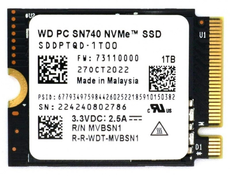 WD SN740 1TB 2230 PCIe 4.0 M.2 SSD (兼容Steam Deck)
