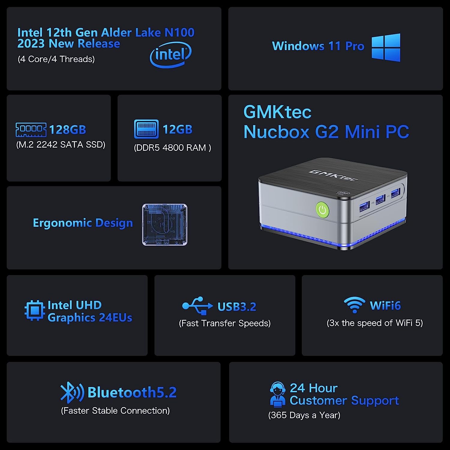 GMK NucBox G2 N100 12+1T Window 11 Pro MiniPC