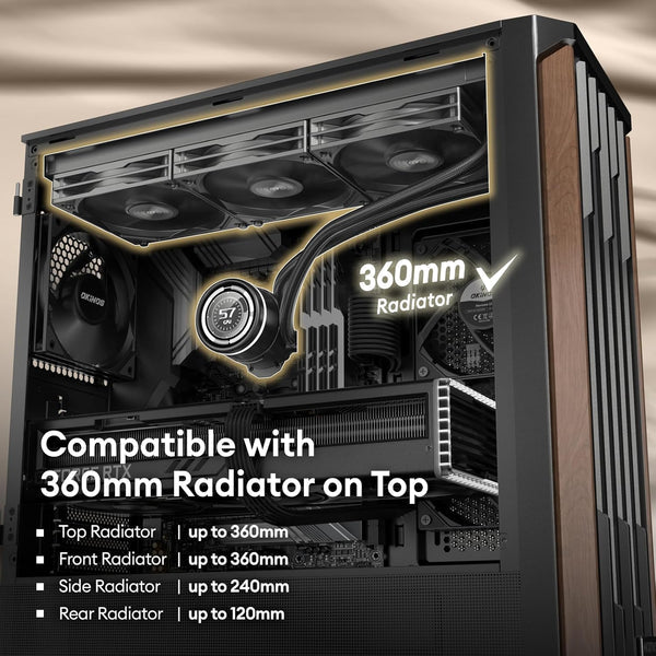 (附4把風扇) Okinos Cypress 7 ATX Case 機箱 胡桃木