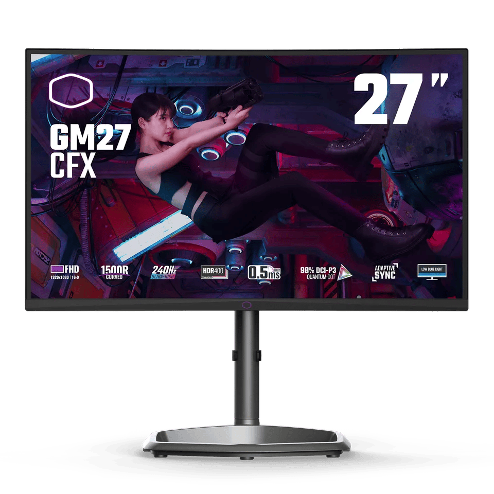 Cooler Master GM27-CFX 曲面電競顯示器 27" FHD 240Hz VA Quantom dot Curved 1500R 內置喇叭 - 1920x1080
