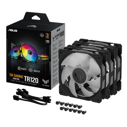 ASUS TUF Gaming TR120 ARGB 120mm 流體動力軸承機箱風扇 黑 / 白 單件裝 / 3件裝