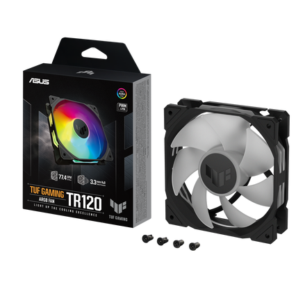 ASUS TUF Gaming TR120 ARGB 120mm 流體動力軸承機箱風扇 黑 / 白 單件裝 / 3件裝