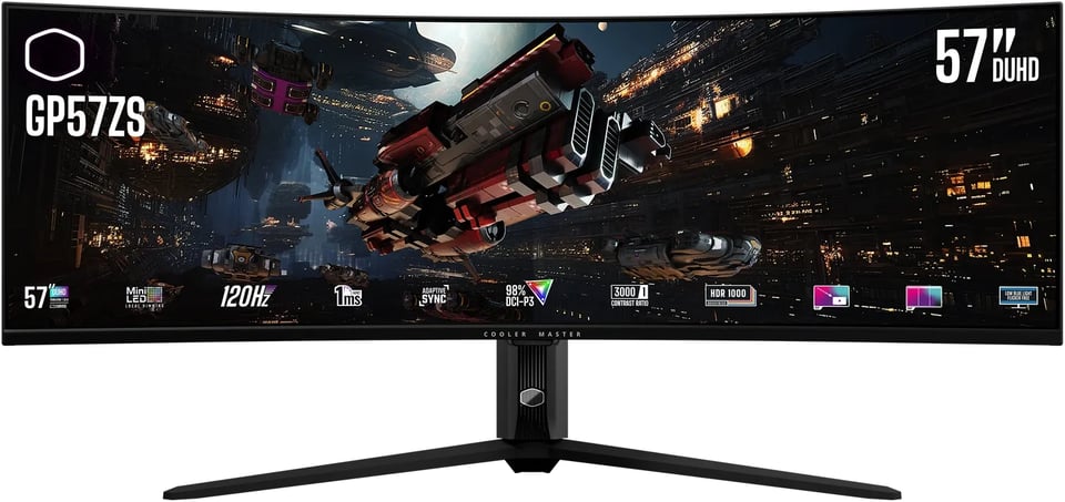 Cooler Master GP57ZS 曲面電競顯示器 57" 4K UHD 120Hz MiniLED VA 內置喇叭 90w TypeC - 7680 x 2160