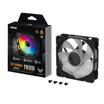 ASUS TUF Gaming TR120 ARGB 120mm 流体动力轴承机箱风扇反向扇叶黑/ 白单件装/ 3件装