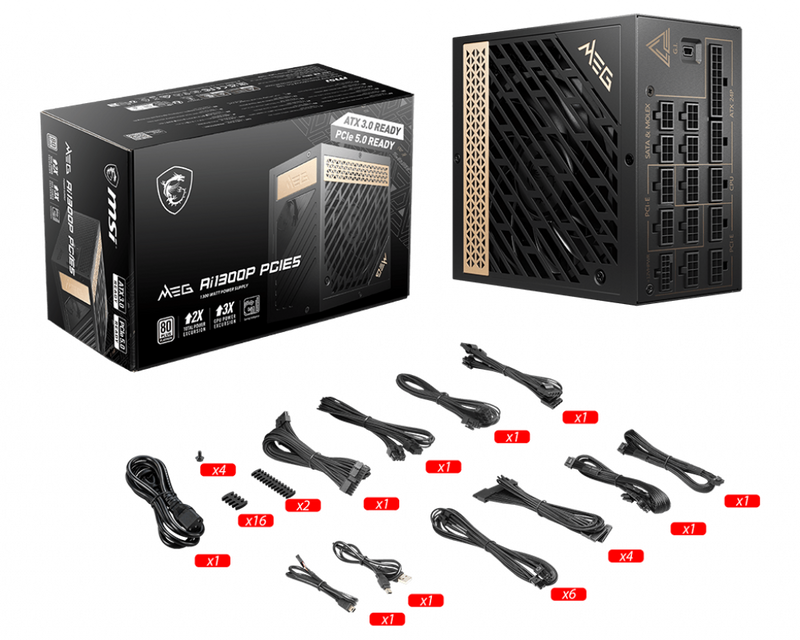 MSI MEG Ai1300P PCIE5 1300W 80Plus Platinum 鉑金牌 全模組 火牛 (10年保)