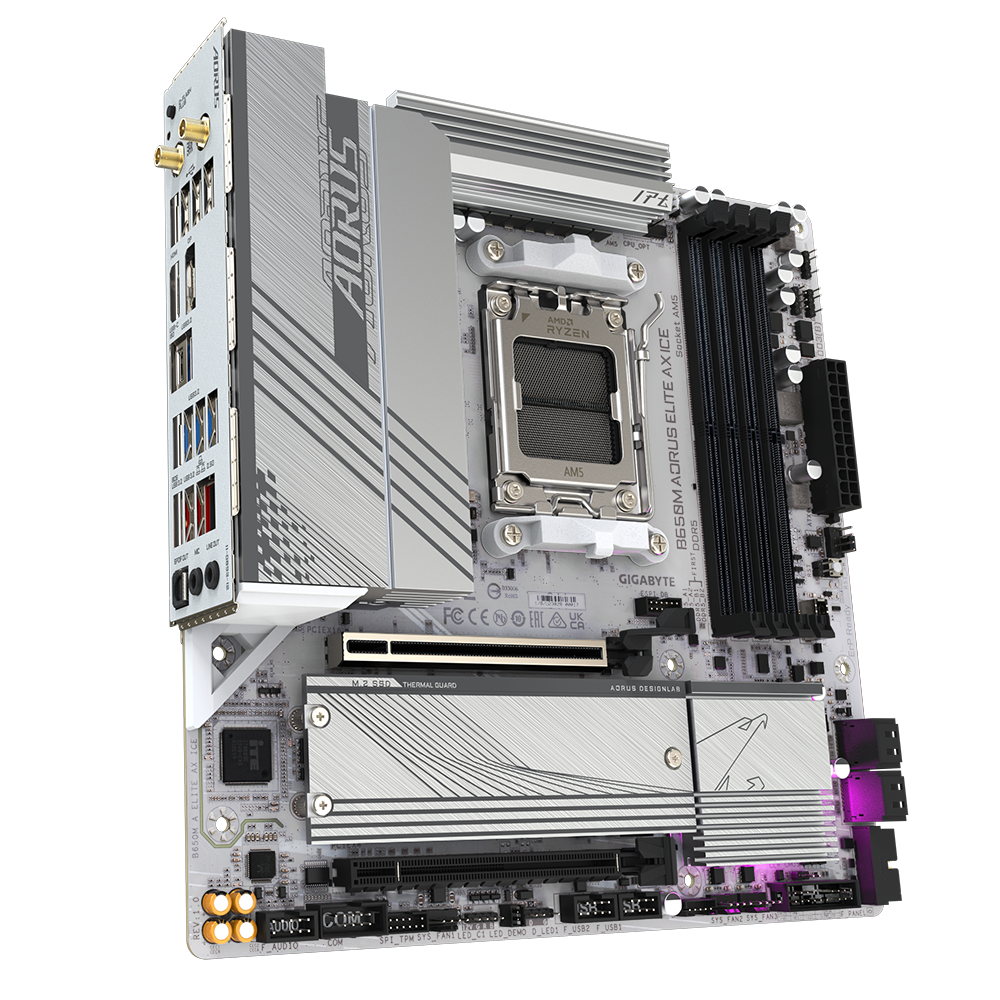 全白 GIGABYTE 技嘉 B650M AORUS ELITE AX Micro-ATX 主機板 (DDR5) ICE