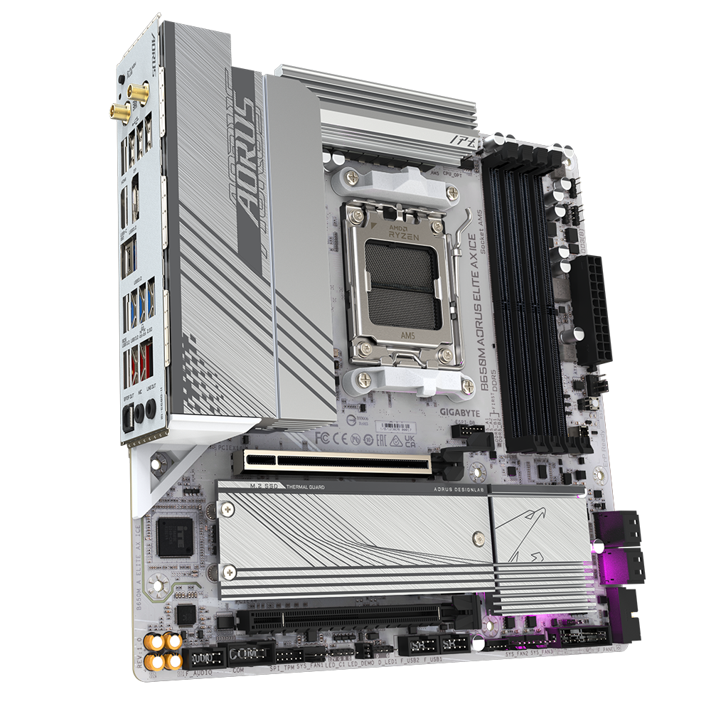 全白 GIGABYTE 技嘉 B650M AORUS ELITE AX ICE Micro-ATX 主機板 (DDR5)