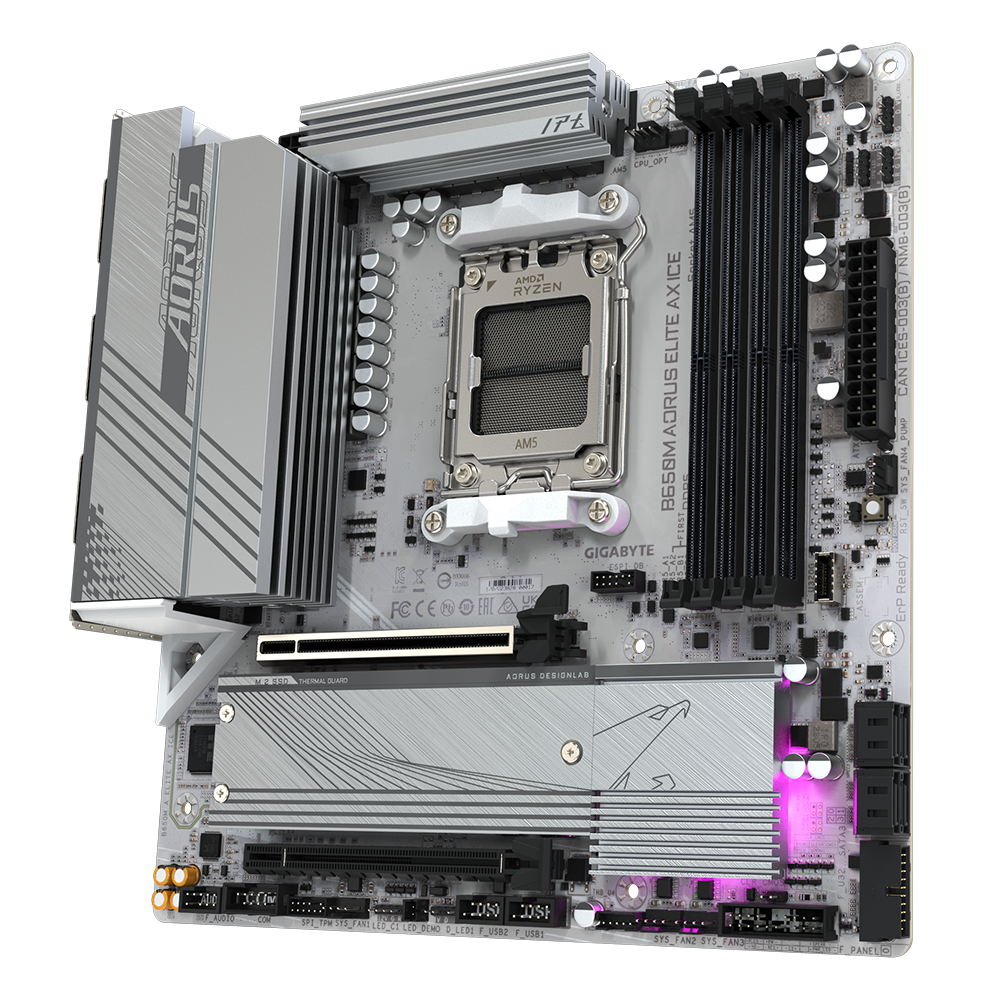 全白 GIGABYTE 技嘉 B650M AORUS ELITE AX Micro-ATX 主機板 (DDR5) ICE