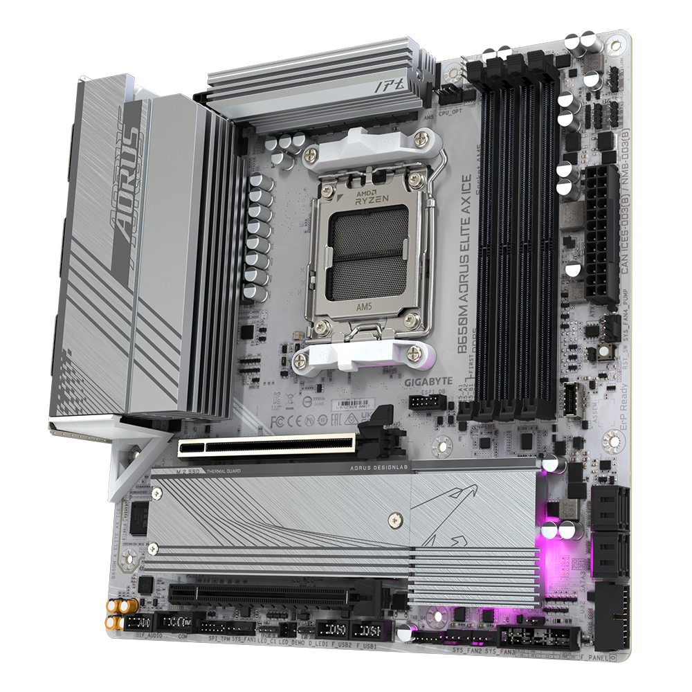 全白 GIGABYTE 技嘉 B650M AORUS ELITE AX ICE Micro-ATX 主機板 (DDR5)