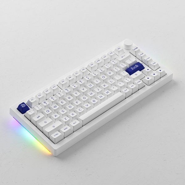 Akko 5075B Plus Blue on White Multi-Mode Wine White 機械鍵盤 |白軸|水晶軸|靜音粉紅軸|82鍵|RGB