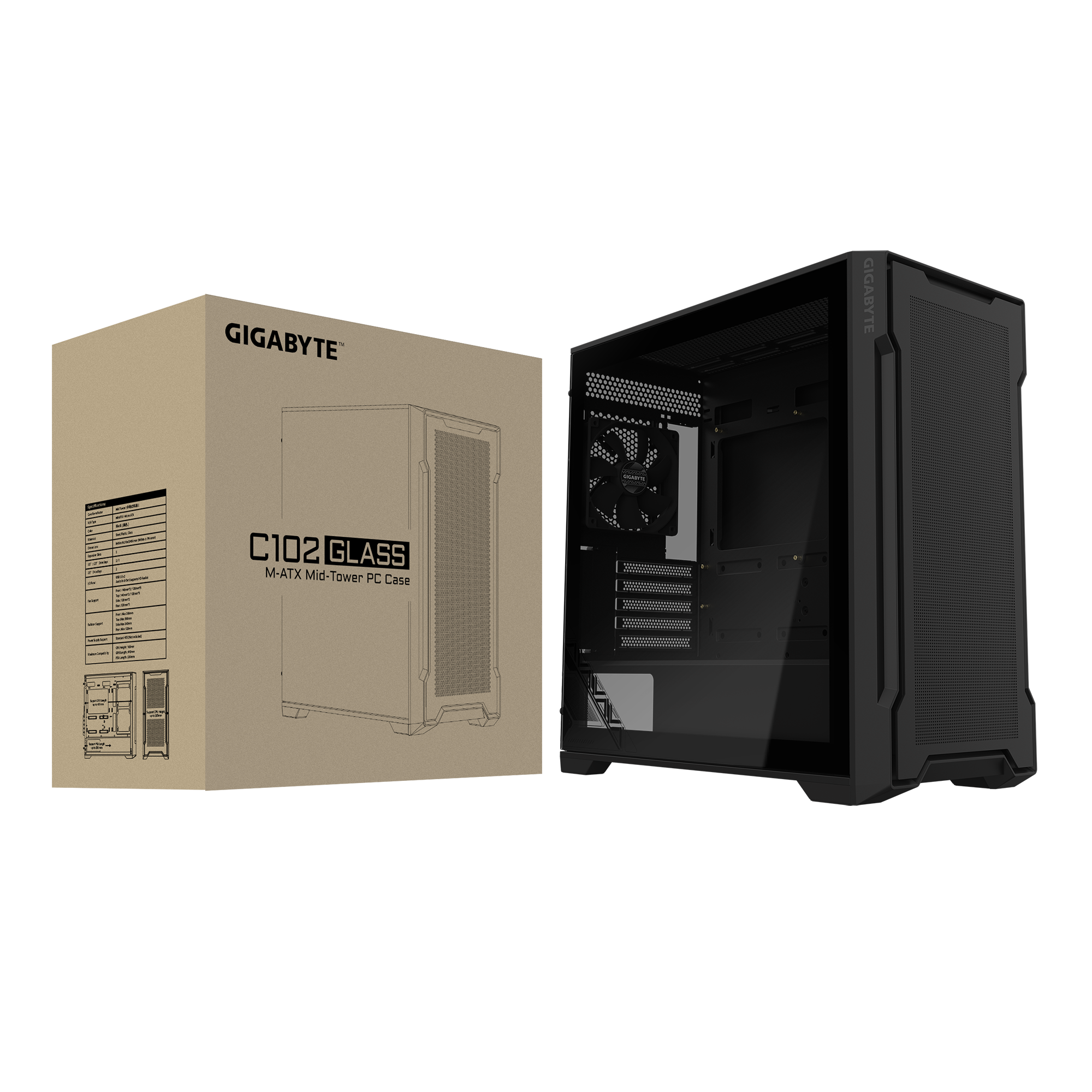 GIGABYTE 技嘉 C102 GLASS Mid Tower MATX機箱 黑/白