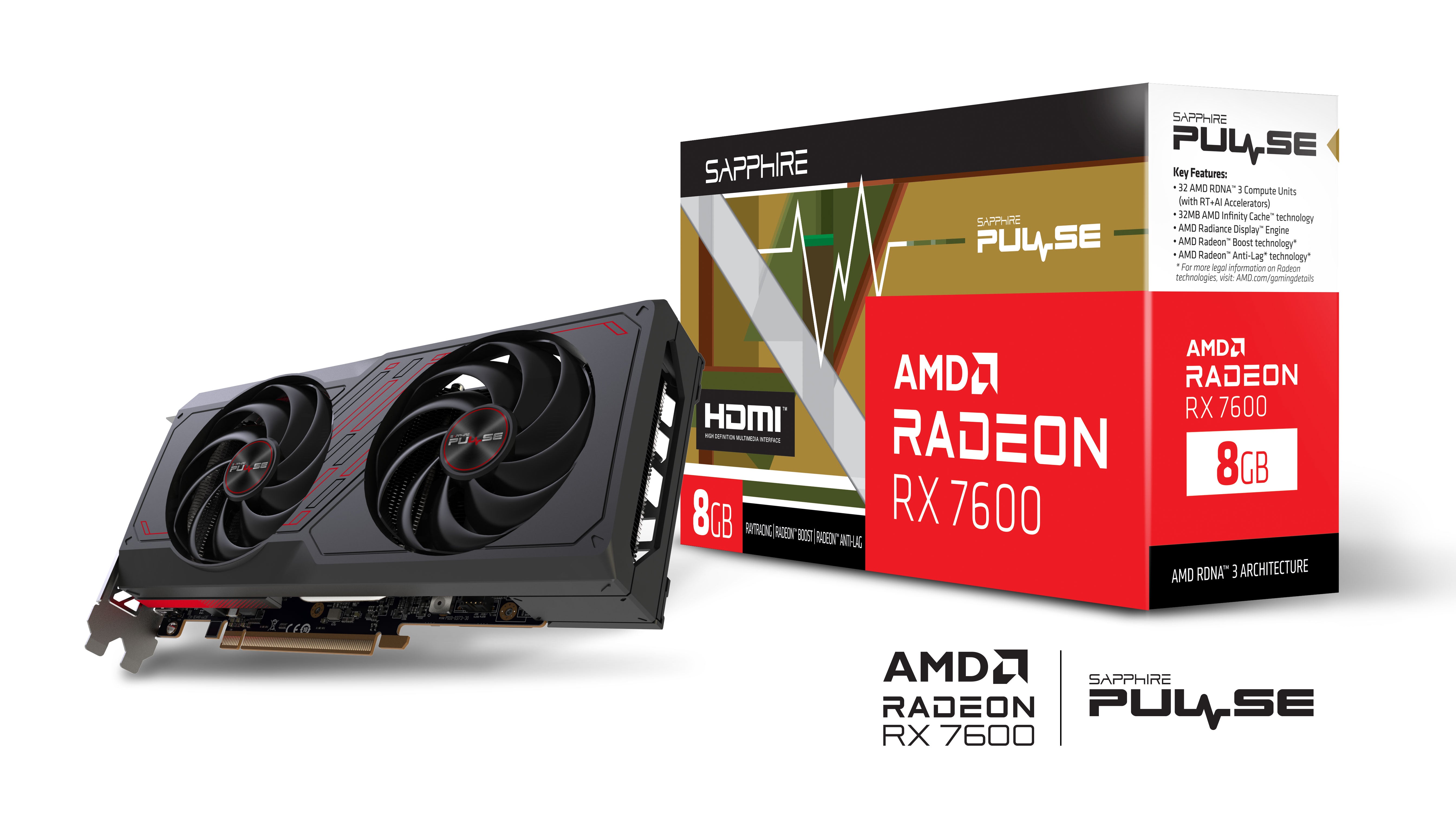 【復活節呈獻】SAPPHIRE PULSE Radeon RX 7600 OC 顯示卡 8GB