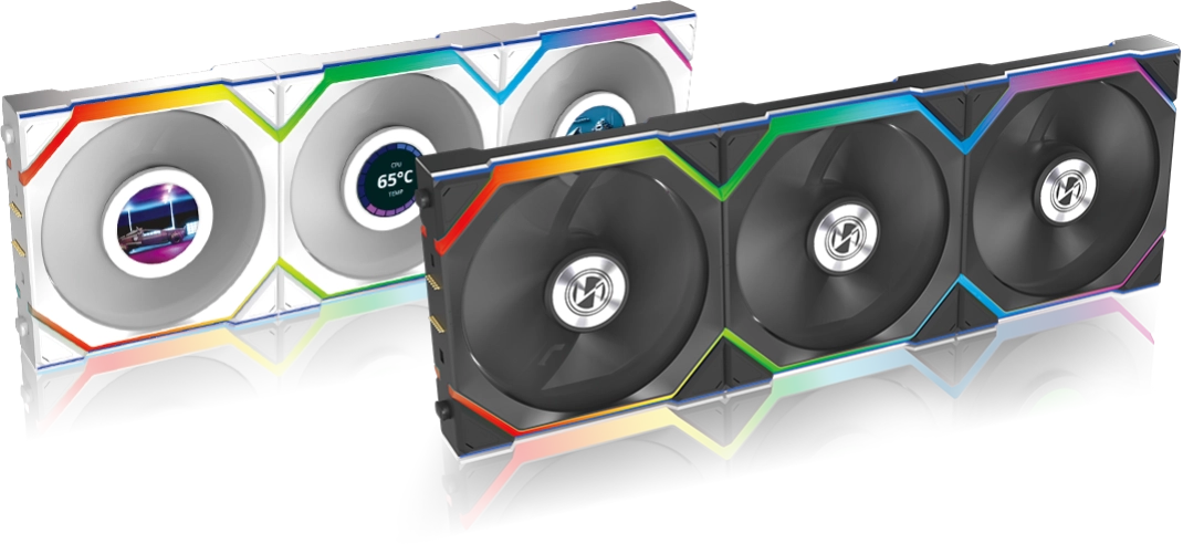Lian Li 聯力UNI FAN R12SL LCD WIRELESS 120mm Reverse Blade反向扇葉 積木風扇 黑 / 白 Single / 3 Pack