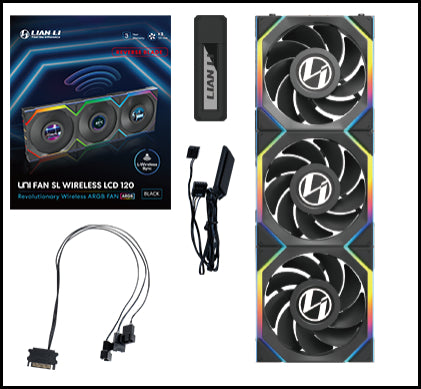 Lian Li 聯力UNI FAN R12SL LCD WIRELESS 120mm Reverse Blade反向扇葉 積木風扇 黑 / 白 Single / 3 Pack