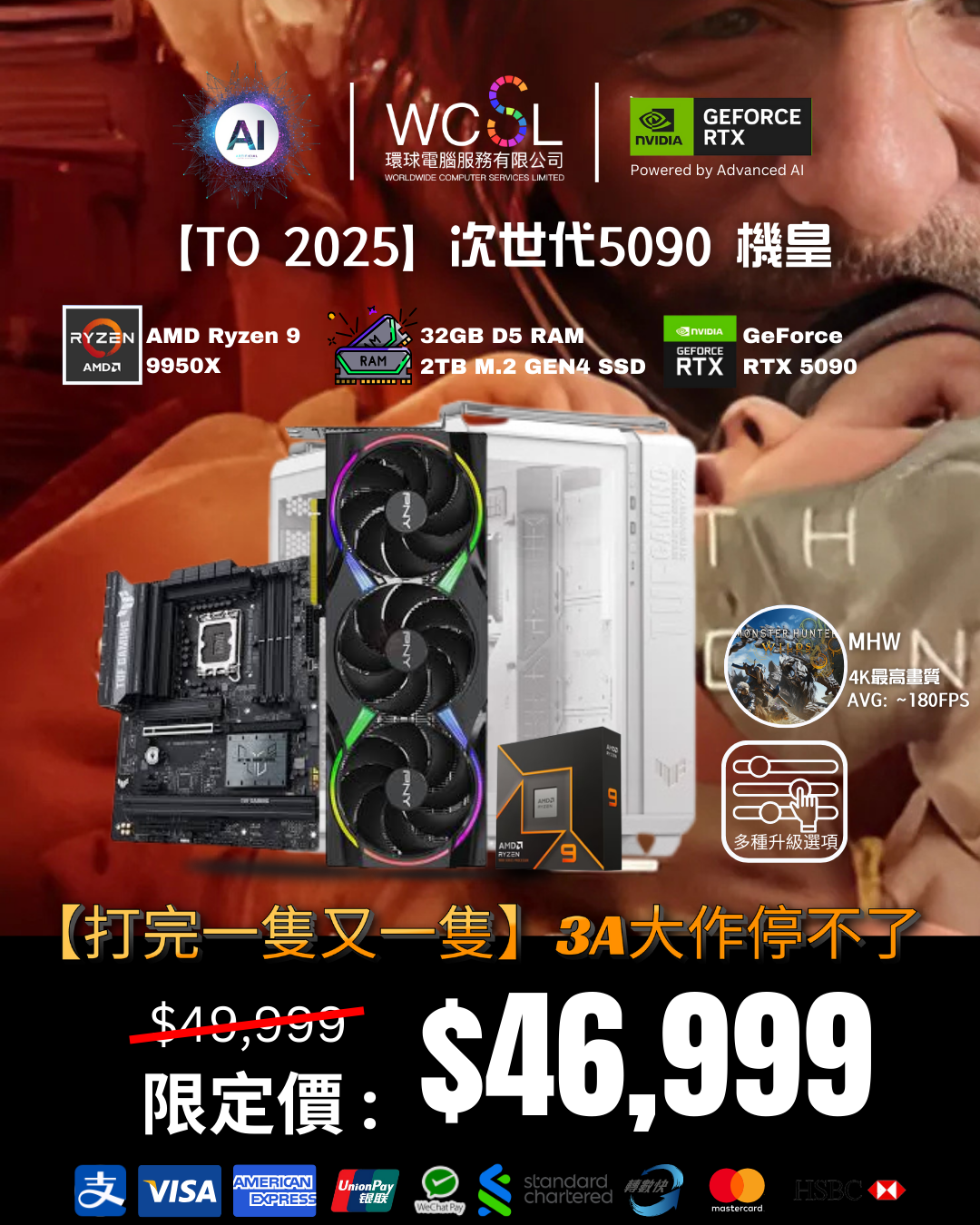 【TO 2025】次世代5090 全白機皇| RTX5090 | 9950X | 2TB | DDR5 |