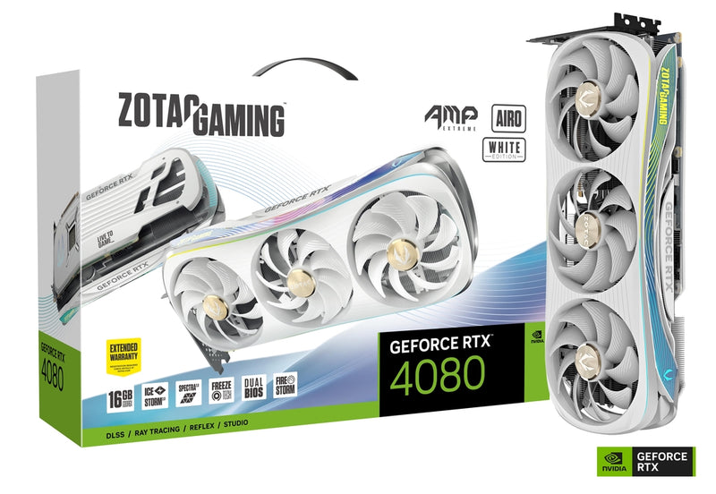 ZOTAC GAMING AMP Extreme AIRO White Edition GeForce RTX 4080 16G OC 白色顯示卡