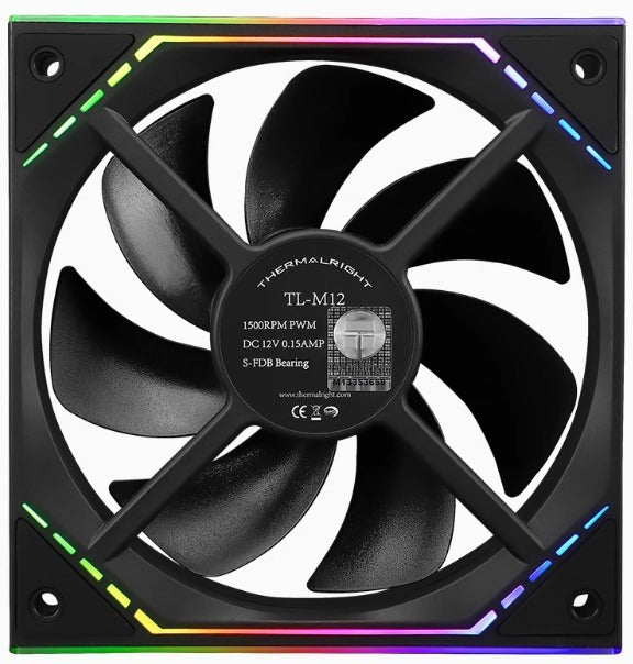 Thermalright 利民 TL-M12W 12CM風扇 1500轉速PWM S-FDB 軸承 幻彩無限鏡框 12cm機箱風扇