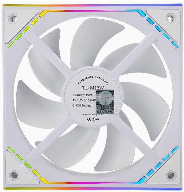 Thermalright 利民 TL-M12W 12CM風扇 1500轉速PWM S-FDB 軸承 幻彩無限鏡框 12cm機箱風扇
