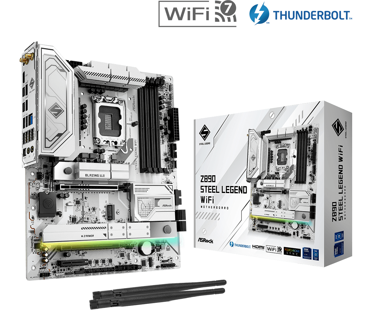ASRock 華擎 Z890 STEEL LEGEND WIFI ATX 白色主機板 (DDR5)