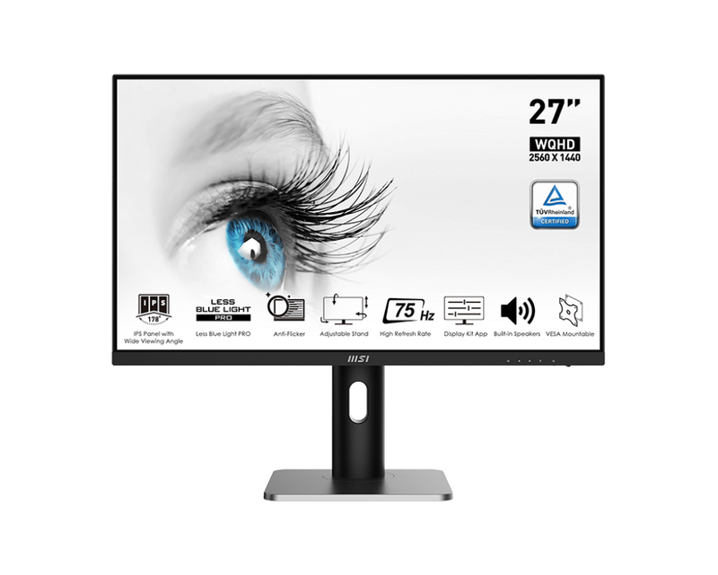MSI 微星 PRO MP273QP 專業顯示器 (27 吋 QHD 75Hz IPS Adaptive Sync) - 2560 x 1440