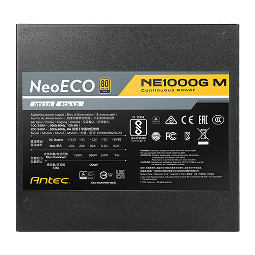 Antec NE1000G M ATX3.0 1000w 80Plus Gold Modular 主機電源 (黑/白)