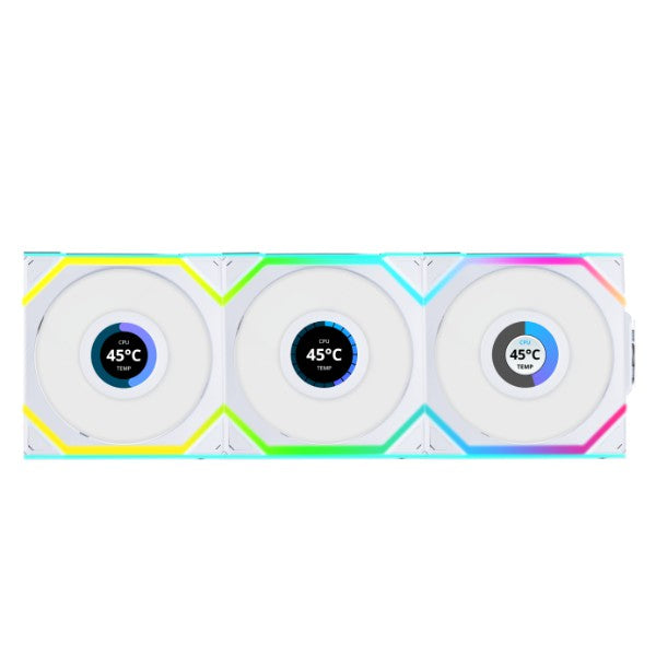 Lian Li 聯力UNI FAN R12SL LCD WIRELESS 120mm Reverse Blade反向扇葉 積木風扇 黑 / 白 Single / 3 Pack