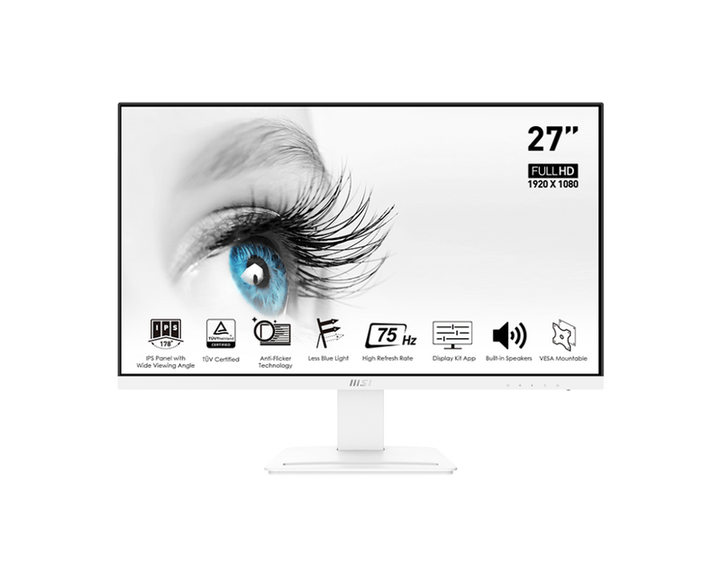 MSI 微星 PRO MP273W 白色專業顯示器 (27 吋 FHD 75Hz IPS) - 1920 x 1080