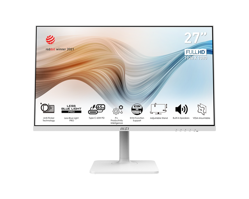 MSI 微星 Modern MD272PW 白色專業顯示器 (27 吋 FHD 75Hz IPS) - 1920 x 1080